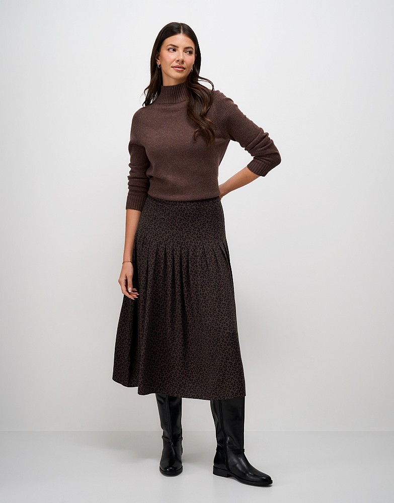 Verity Midi Skirt in Leopard Print