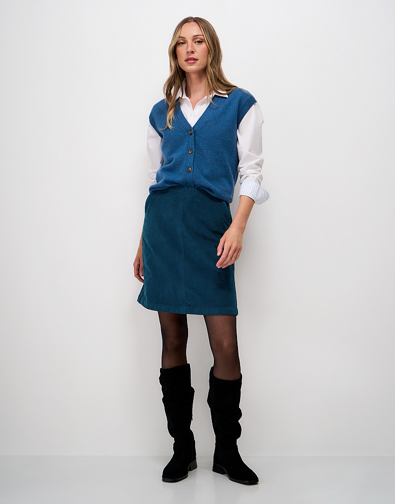 Cord Mini Skirt in Blue