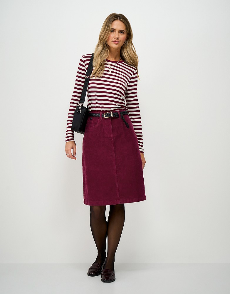 Cotton Cord Five Pocket Skirt in Beet Red