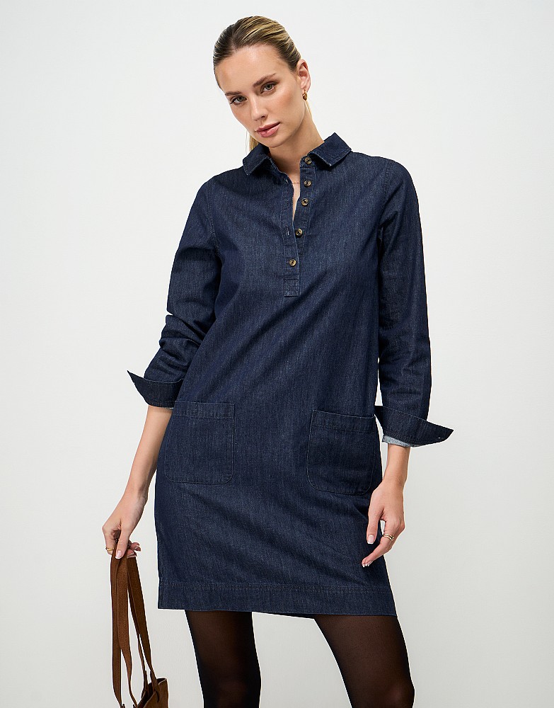 Demi Denim Shift Dress in Indigo