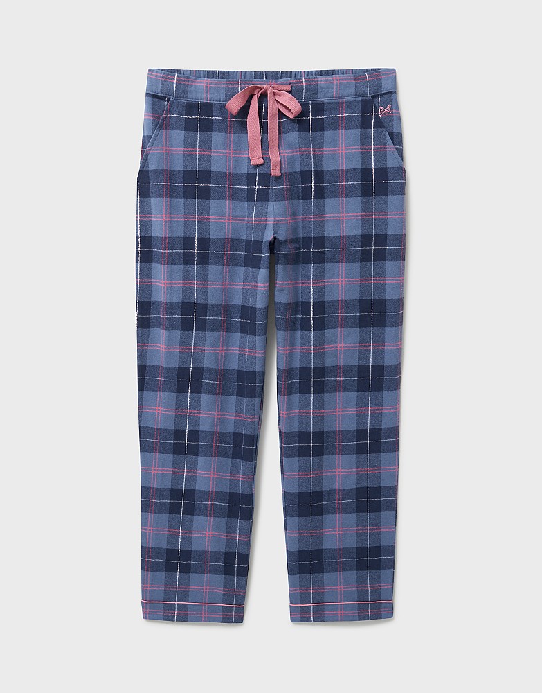 Flannel Pyjama Bottoms in Navy and Pink Check