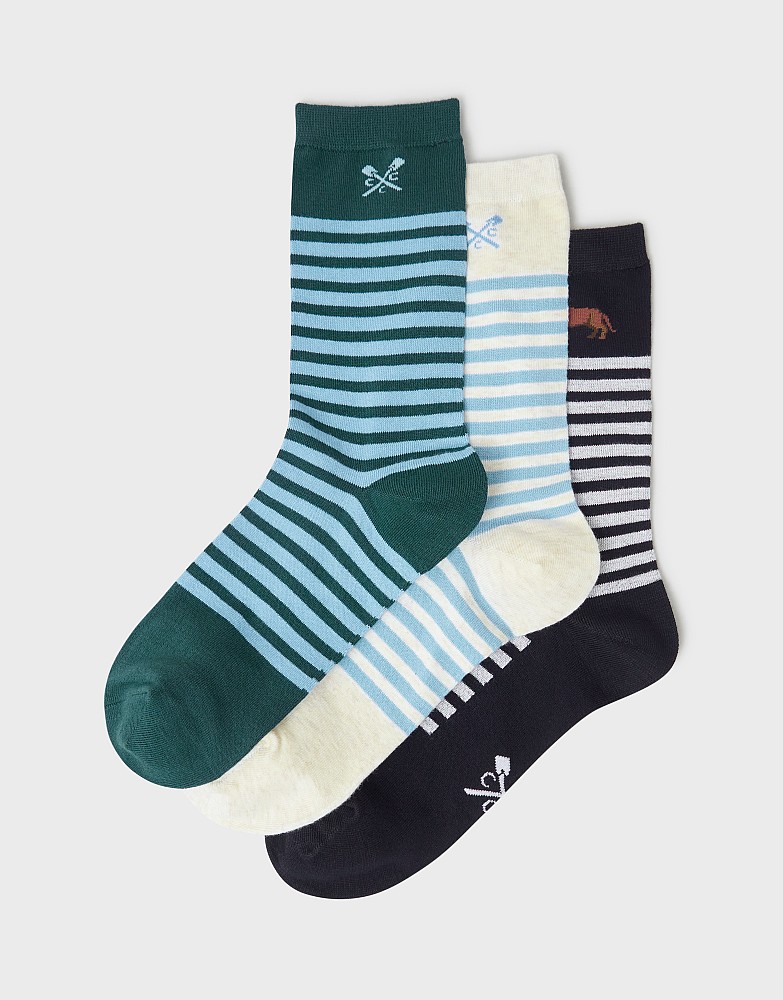 3 Pack Bamboo Socks in Daschund Multi Stripe