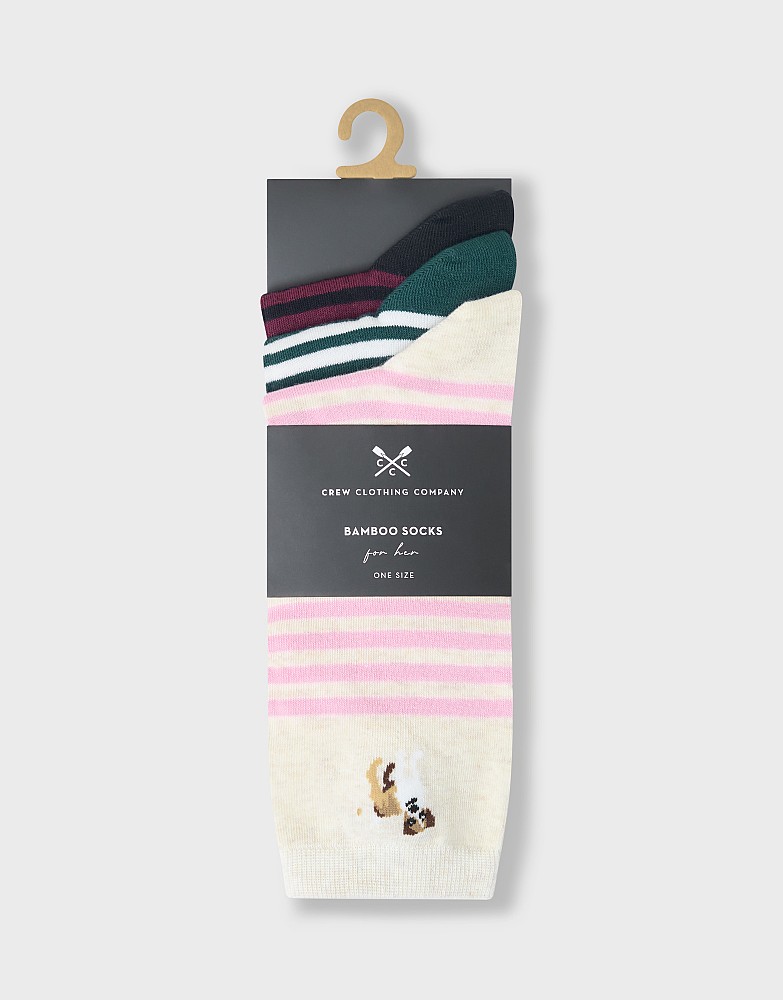 3 Pack Bamboo Socks in Terrier Multi Stripe