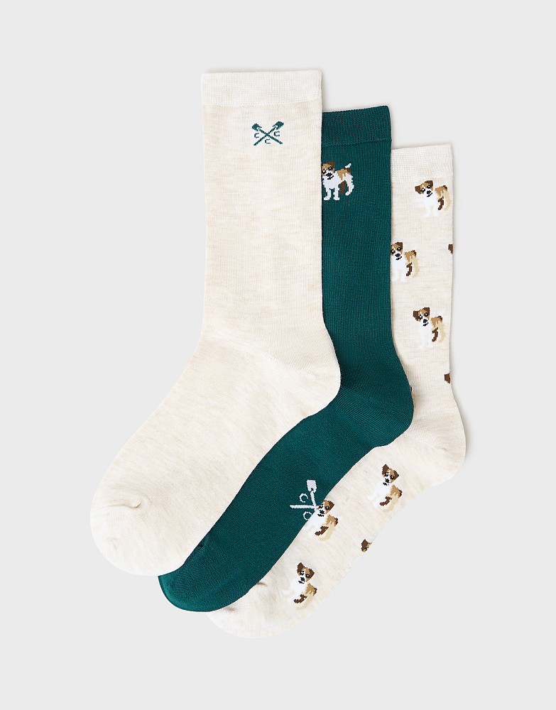 3 Pack Bamboo Socks in Cream Terrier