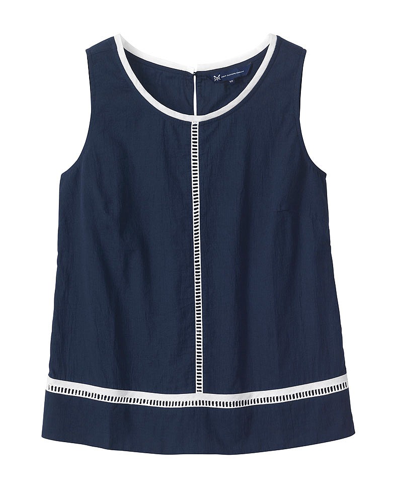 Women's Ladder Lace Shell Top in Navy from Crew Clothing