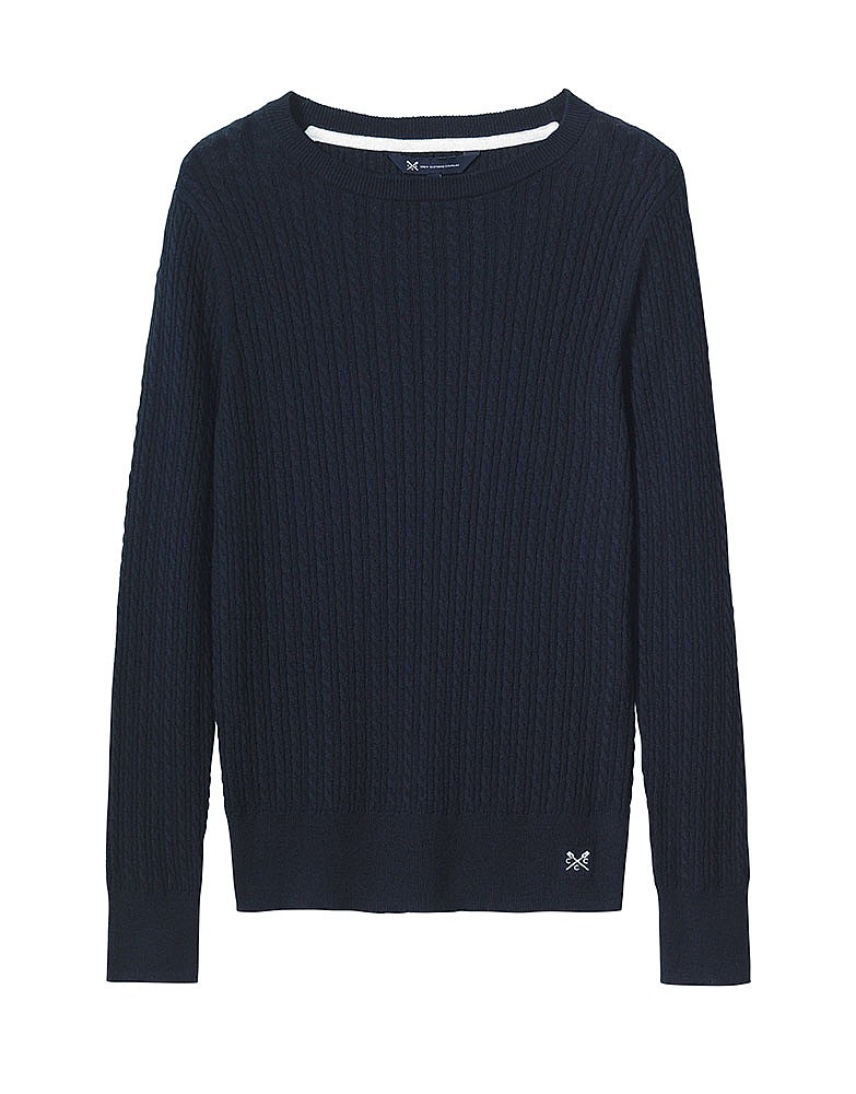 Women's Mini Cable Crew in Navy from Crew Clothing