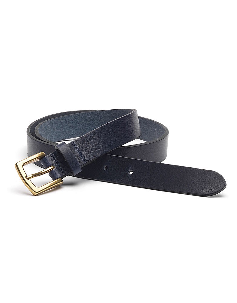 Women's Ladies Classic Leather Belt in Navy from Crew Clothing