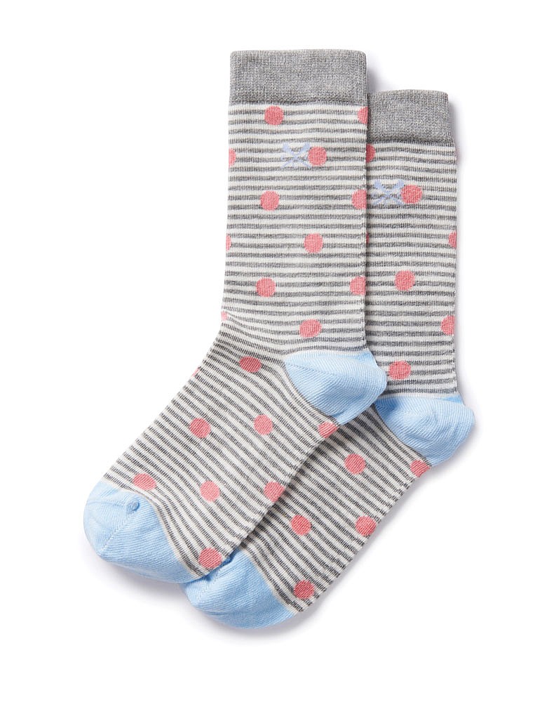 Grey Spot Stripe Sock In A Bag