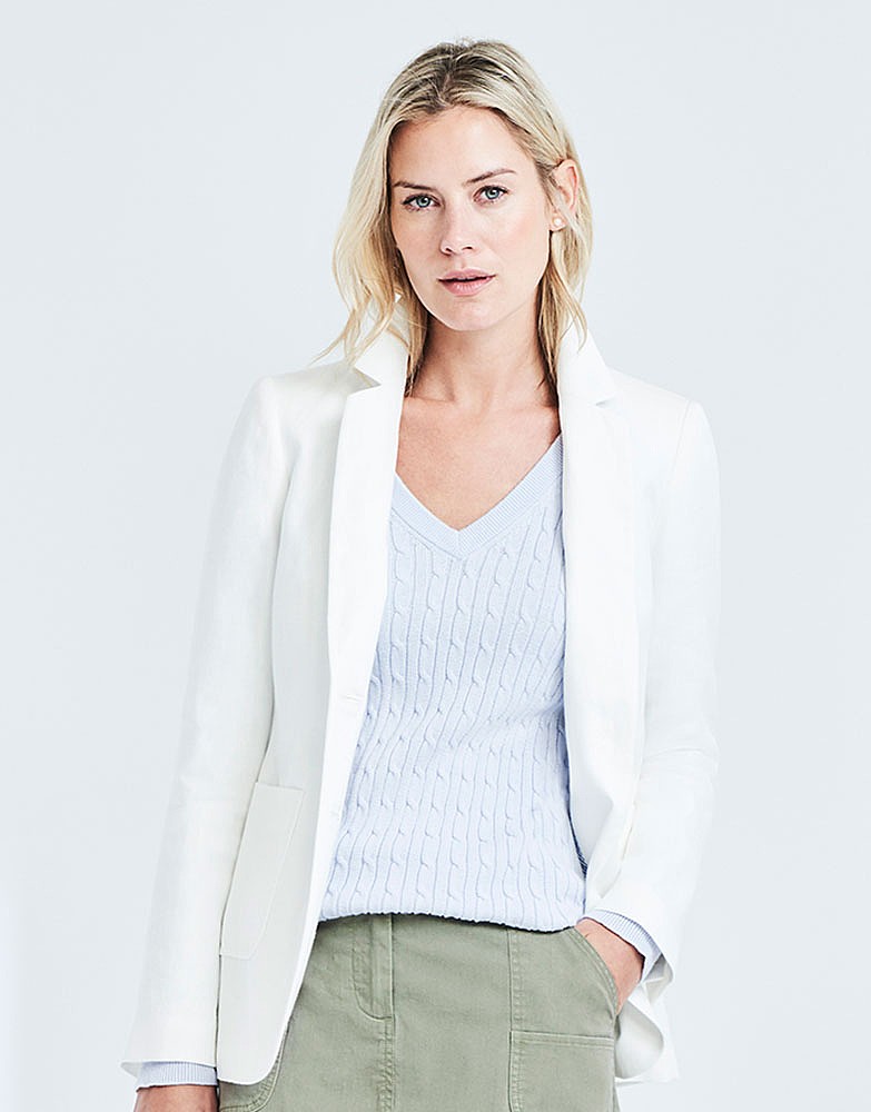 Women's Linen Loweswater Blazer in White Linen from Crew Clothing