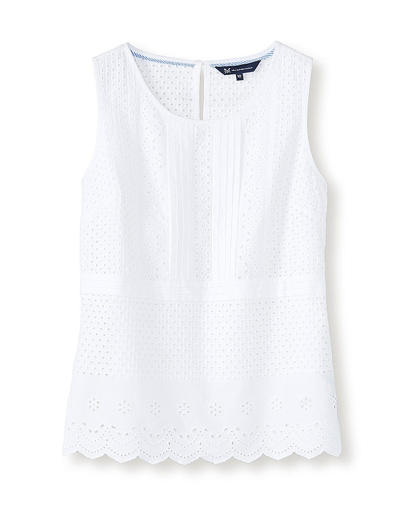 Broderie Shell Top In Optic White