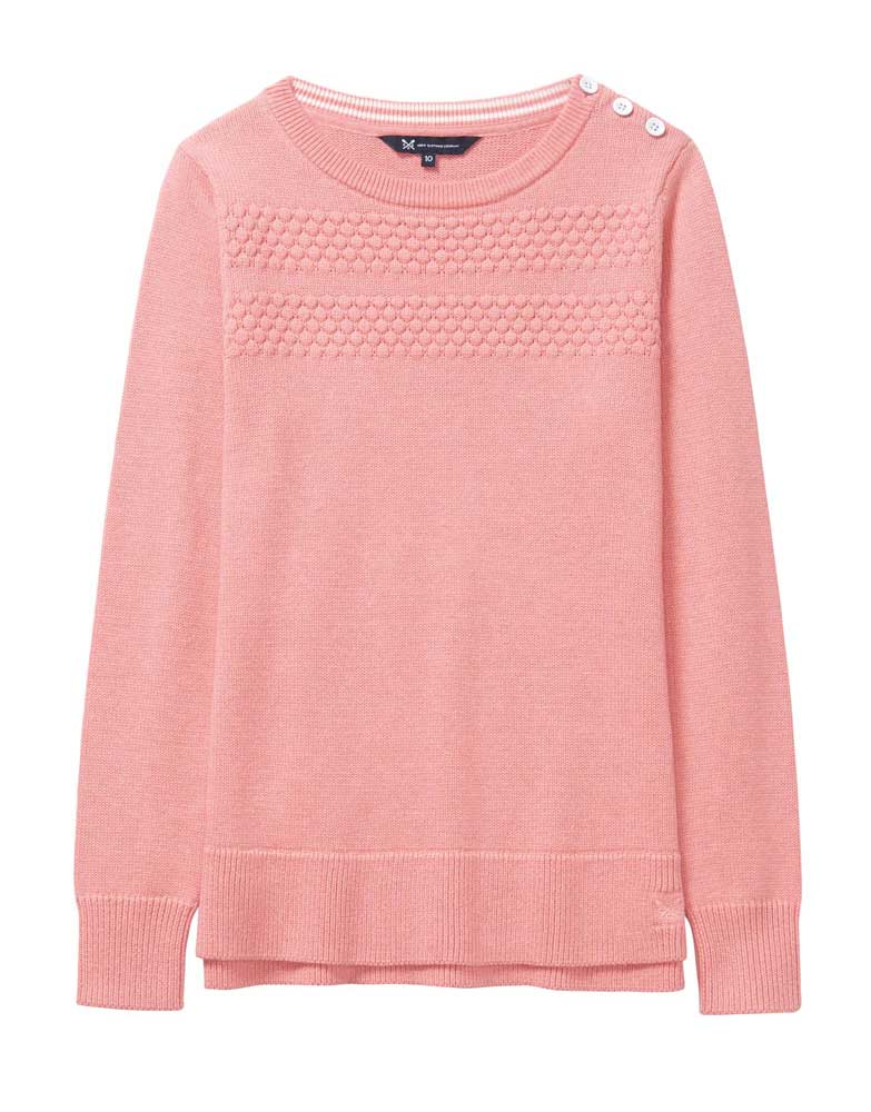 Women's Guernsey Jumper in Dawn Pink Marl from Crew Clothing