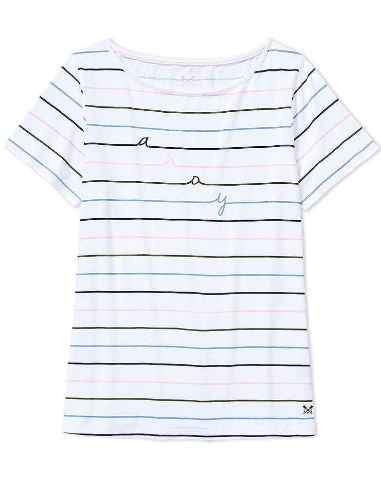 Summer Ahoy Boatneck T-Shirt In Optic White