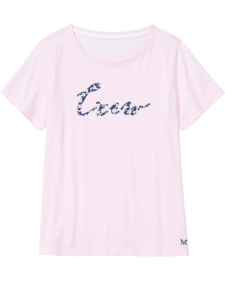 Floral Crew Neck T-Shirt In Classic Pink