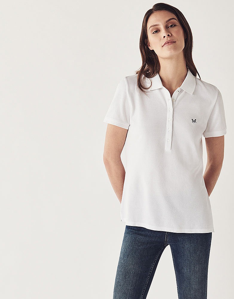 Women's Classic Polo in Optic White from Crew Clothing