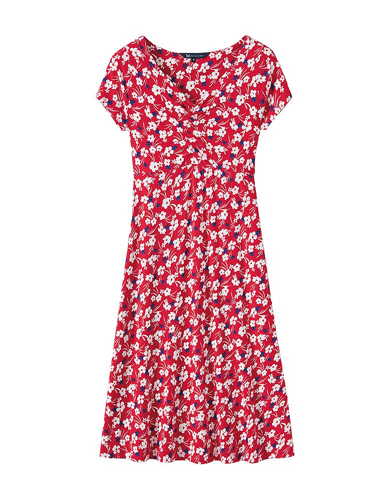 Printed Jersey Tea Dress In Red