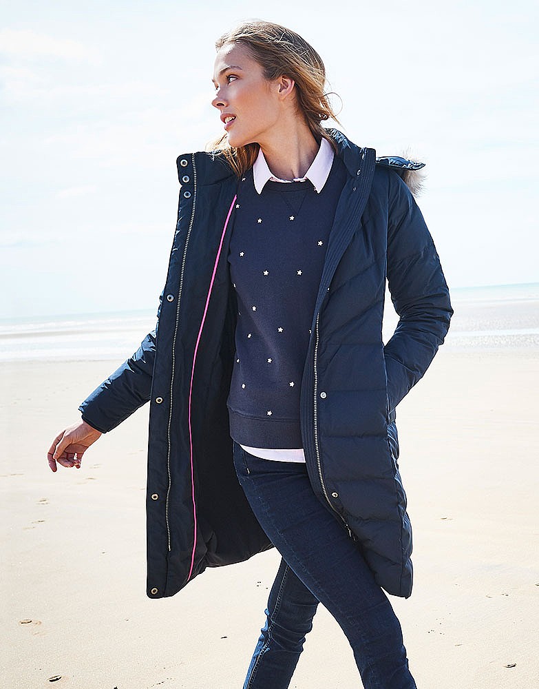 Women's Down Coat in Dark Navy from Crew Clothing