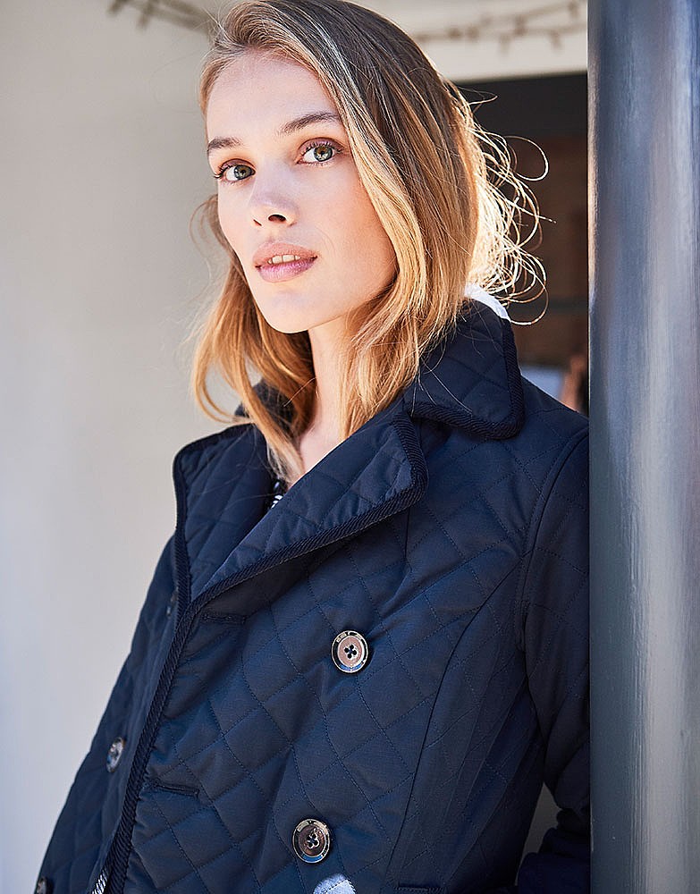 Women's Quilted Reefer Jacket in Dark Navy from Crew Clothing