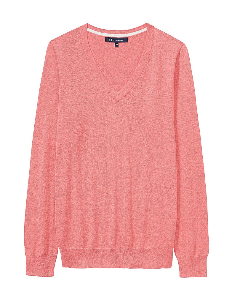 Women's Foxy V Neck Jumper in Spiced Coral Marl from Crew Clothing