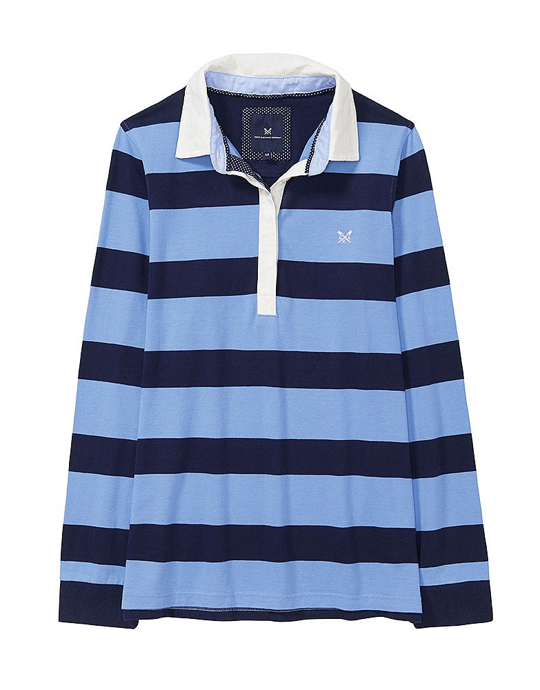 Women's Rugby Shirt in Light Indigo Blue from Crew Clothing