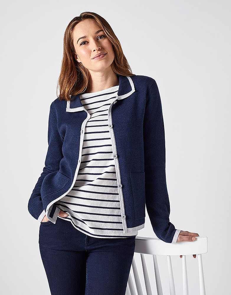 Women's Milano Knitted Jacket in Navy from Crew Clothing