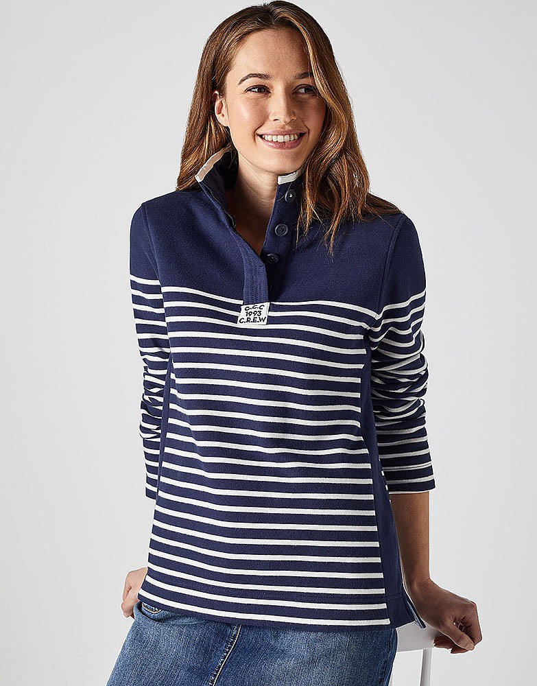 Download Women's 1/2 Button Sweat in Heritage Navy from Crew Clothing