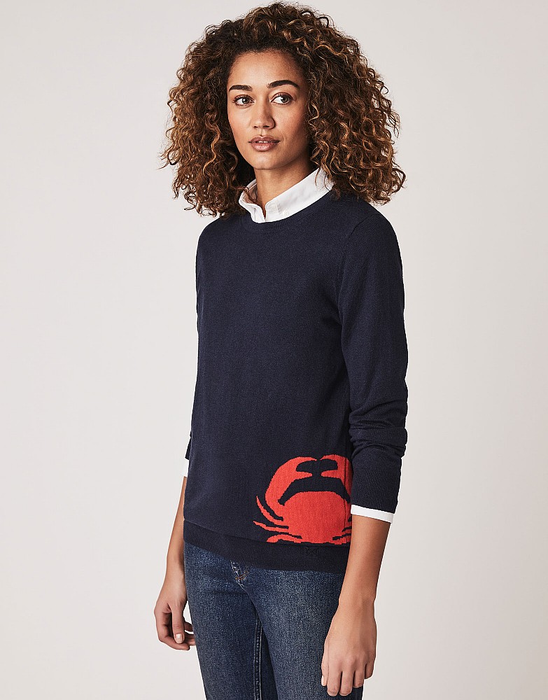 Crab Intarsia Crew Neck Jumper