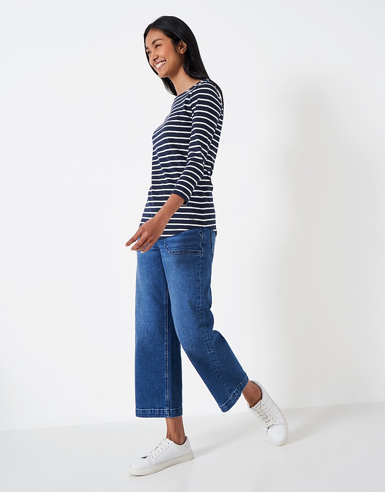 Women's Navy Stripe Essential Cotton Breton from Crew Clothing Company