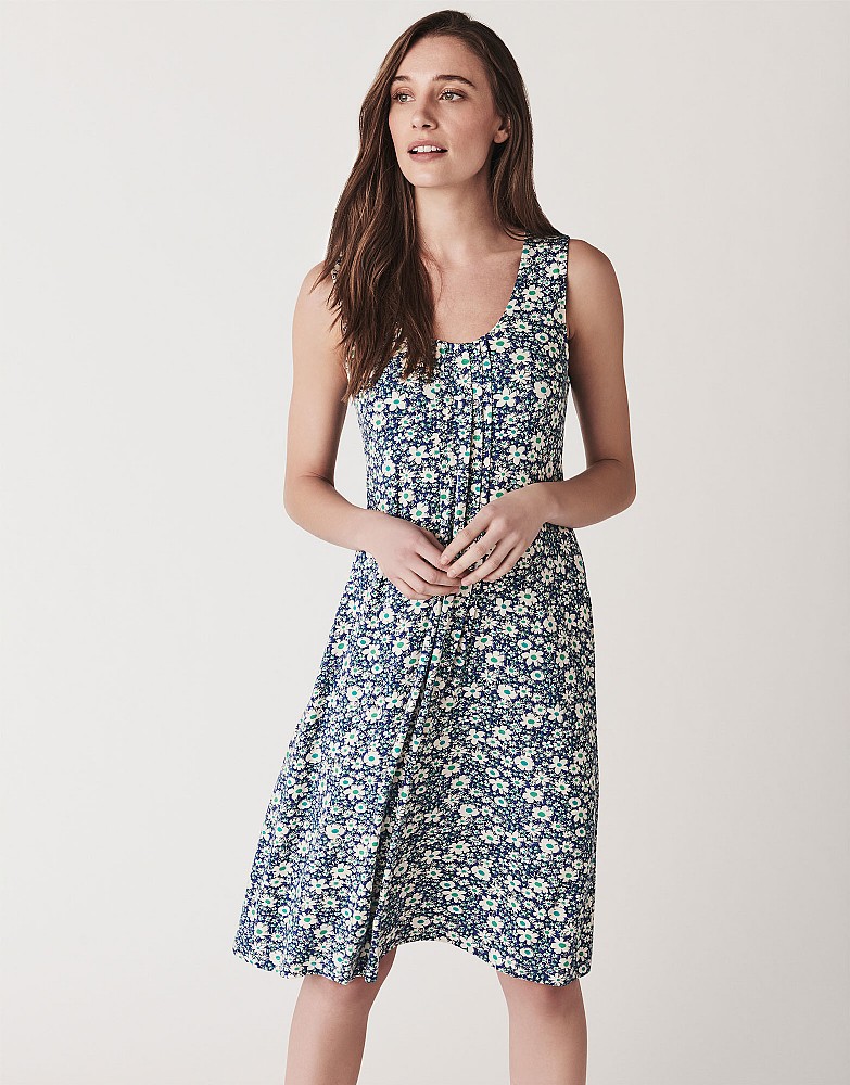 Sleeveless Pleat Front Tea Dress