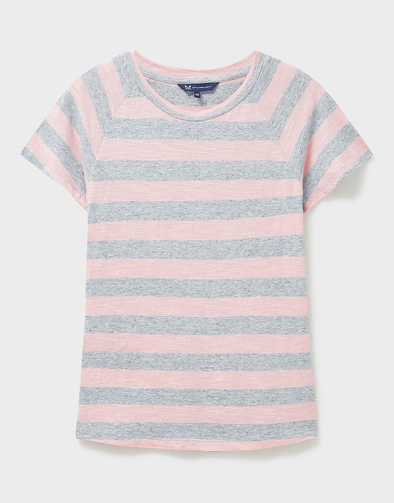 Linen Blend Simple Slun Flutter Sleeve T-Shirt