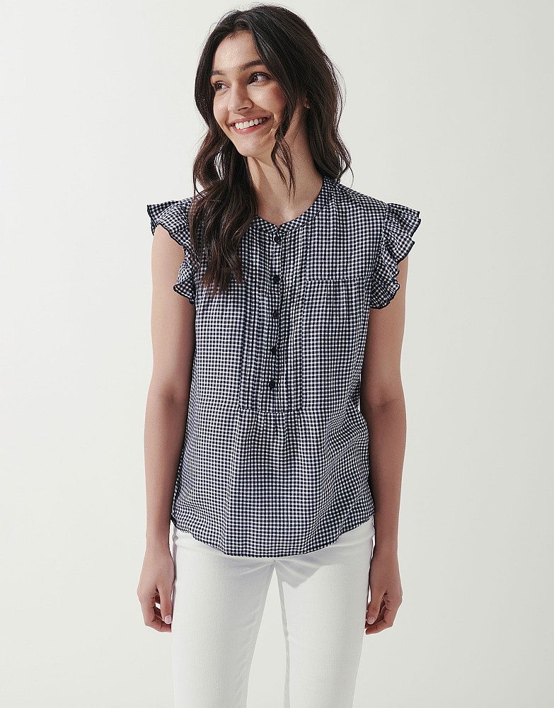 Gingham Frill Sleeve Top