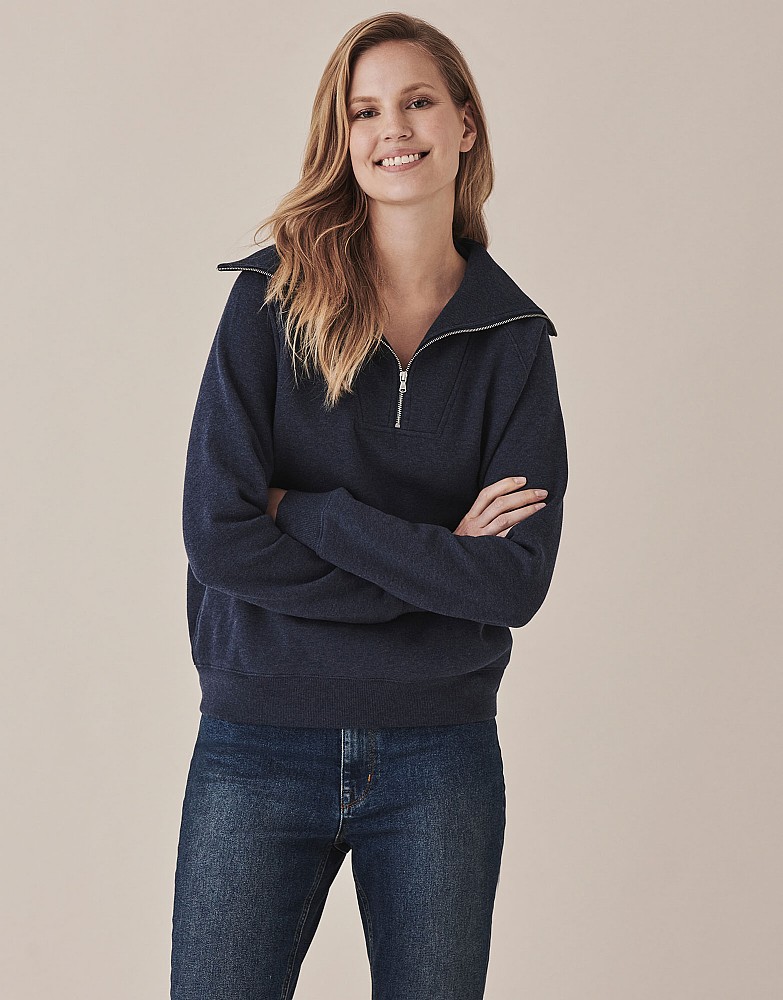 Zip Neck Popover Sweatshirt