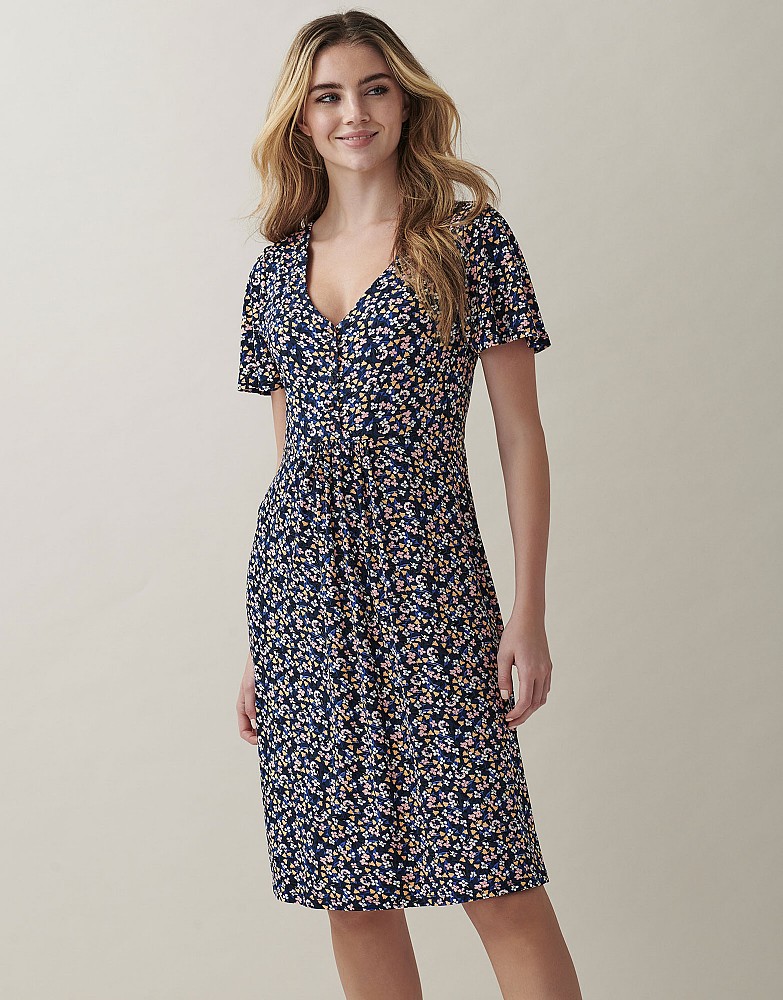 Sustainable Short Sleeve Button Front Jersey Tea Dress