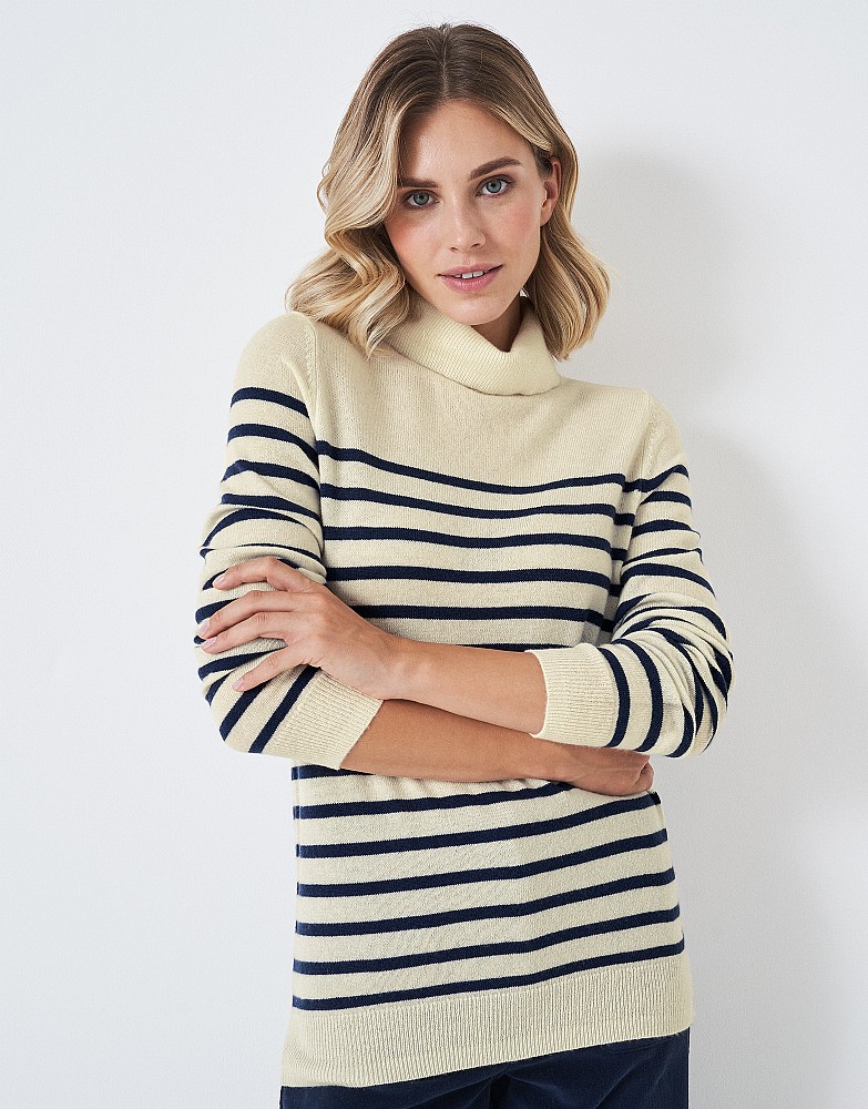Women's Libby Stripe Roll Neck Jumper from Crew Clothing Company