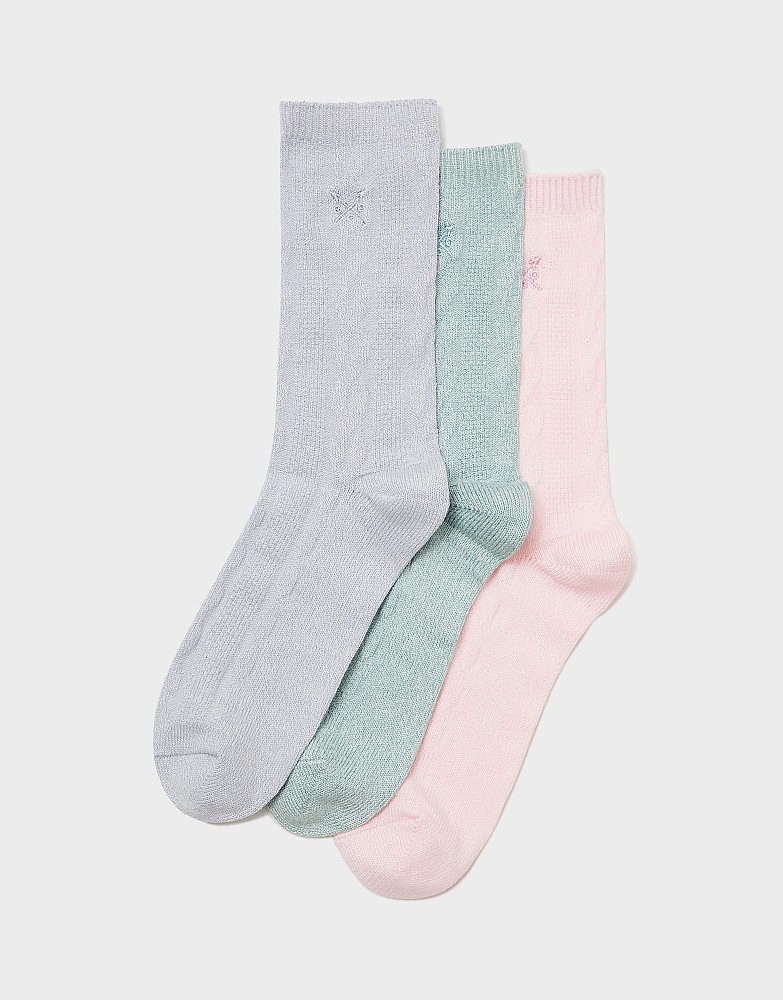 3 Pack Cable Knit Sock Box