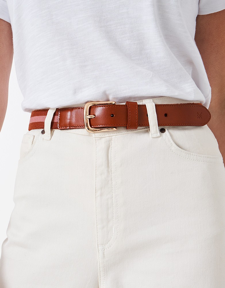 Leather Trim Stretch Belt