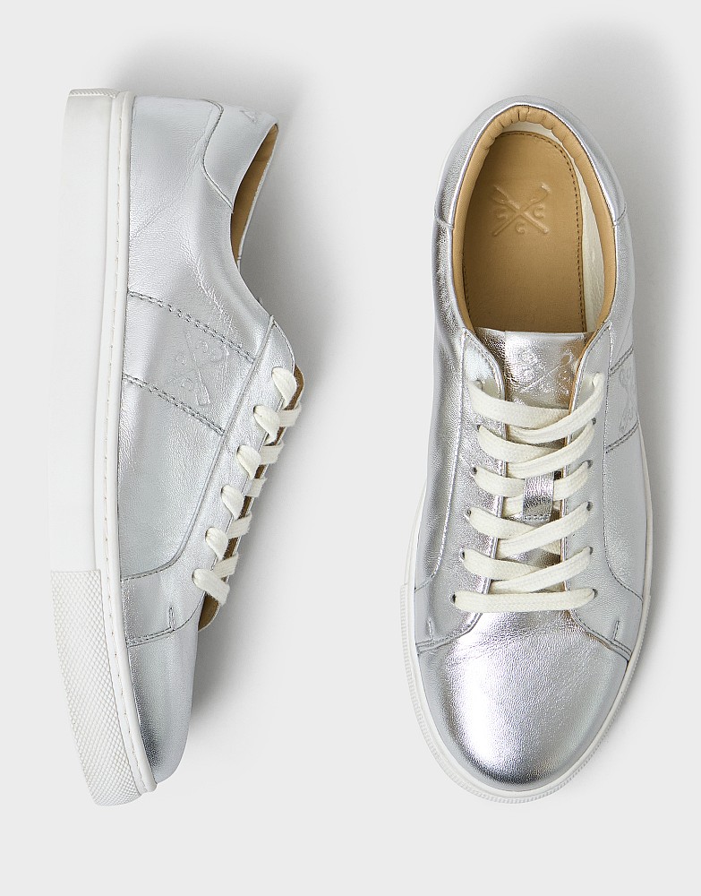 Gigi Leather Trainers in Silver