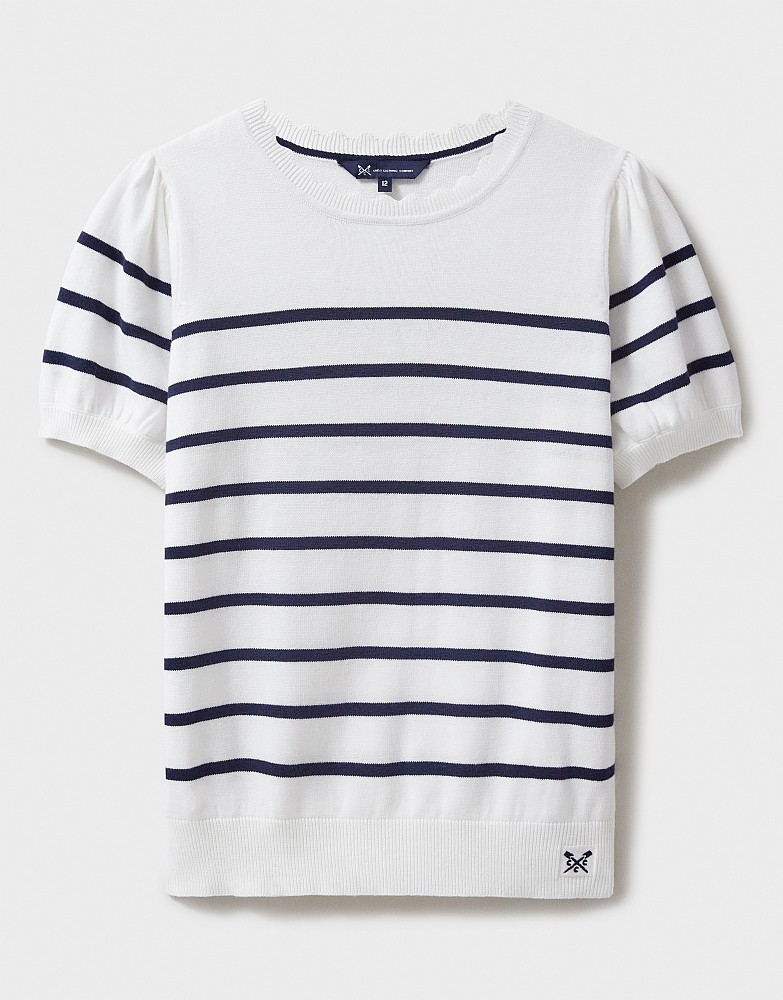 Women's Short Sleeve Scallop Edge Stripe Jumper from Crew Clothing