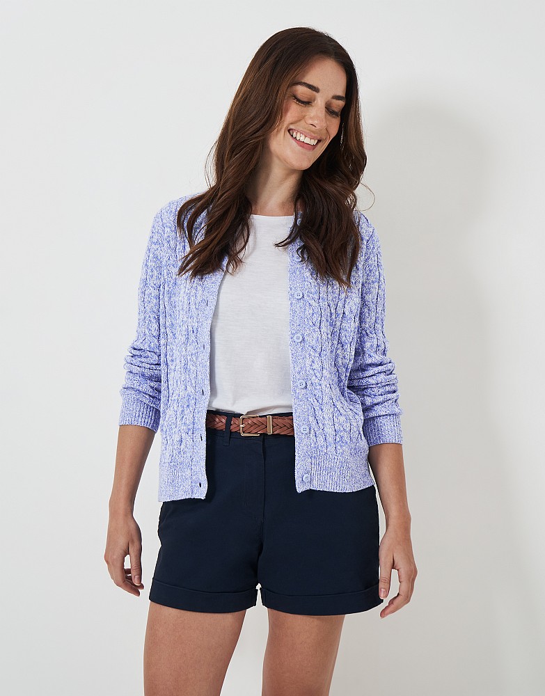 Pretwist Cable Knit Cardigan in Blue and White