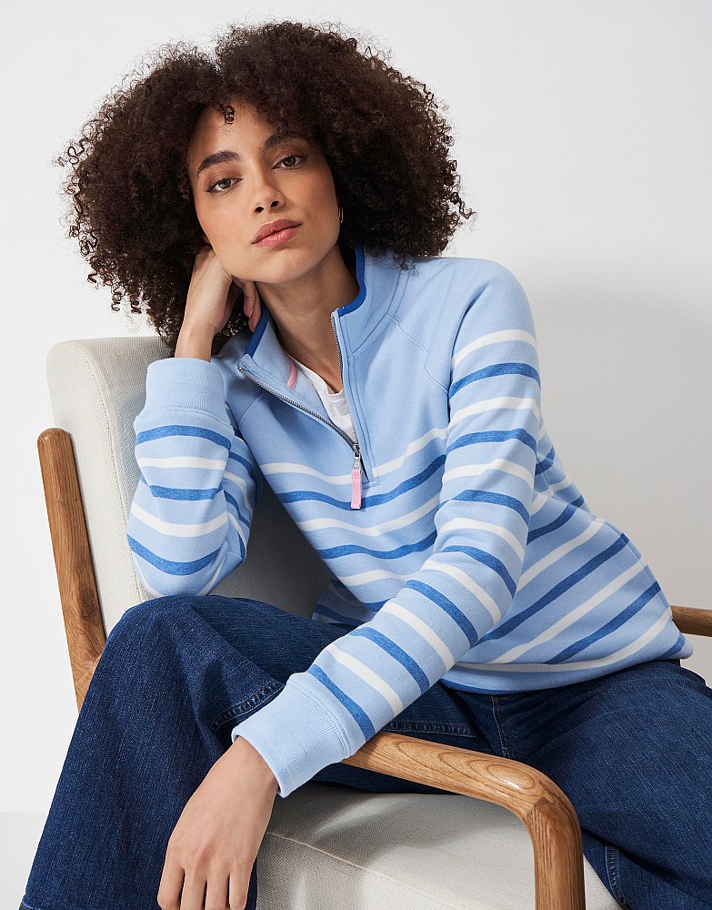 Women's Half Zip Stripe Sweatshirt from Crew Clothing Company