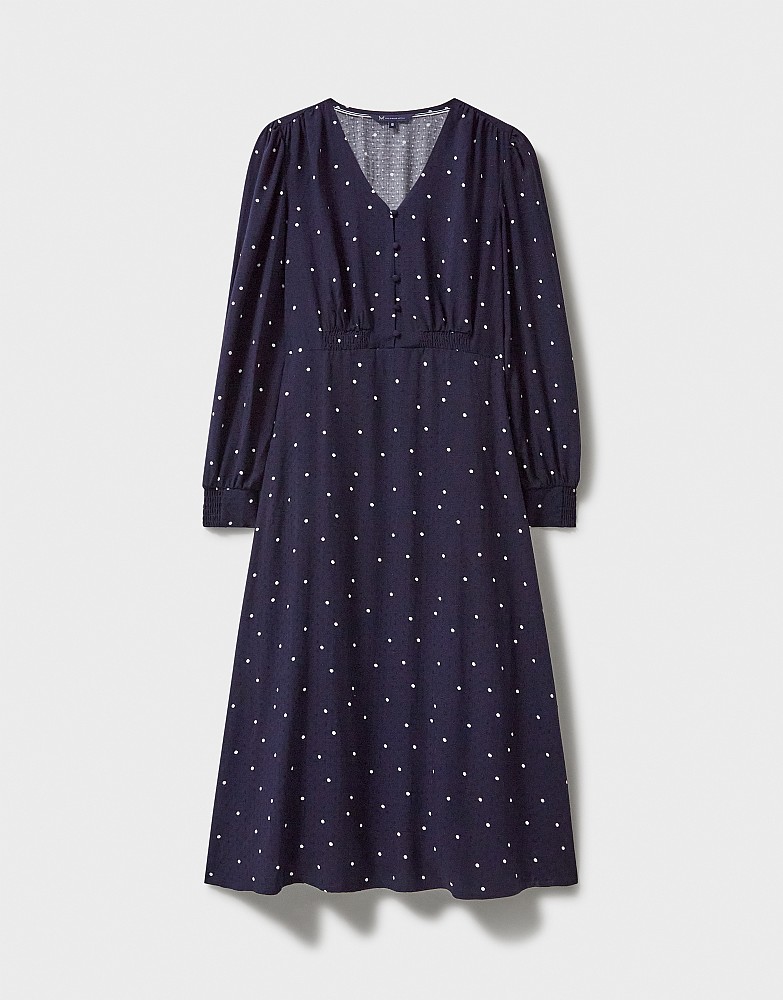 long sleeve tea dress uk Natalia Long Sleeve Tea Dress - Red, Delicate Carnation