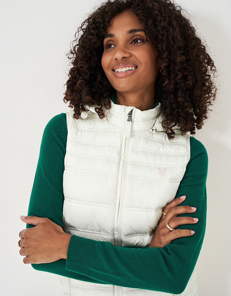 Lightweight Hooded Gilet in Ivory