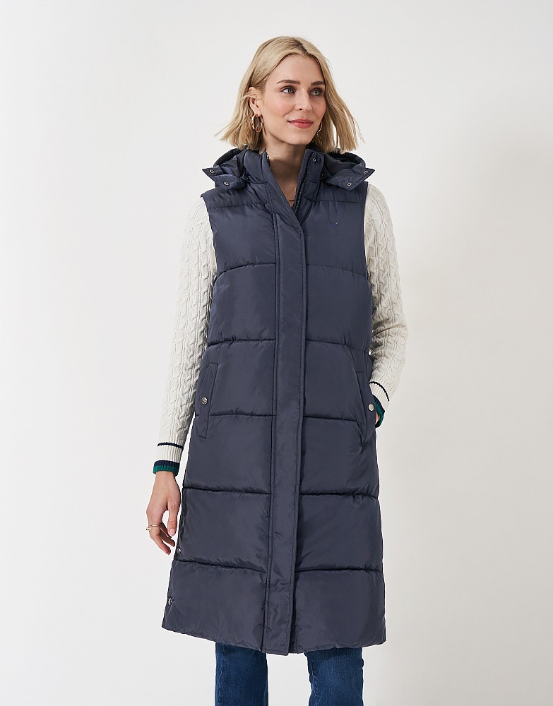 Longline Midweight Padded Gilet in Navy