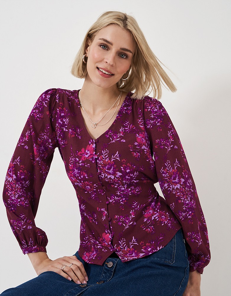 Tie Back Blouse in Watercolour Floral