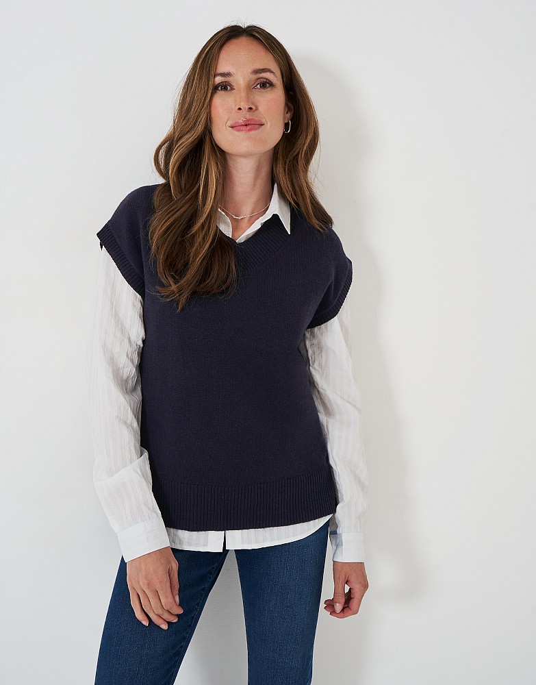 Harmony Merino Wool Blend V Neck Layering Vest