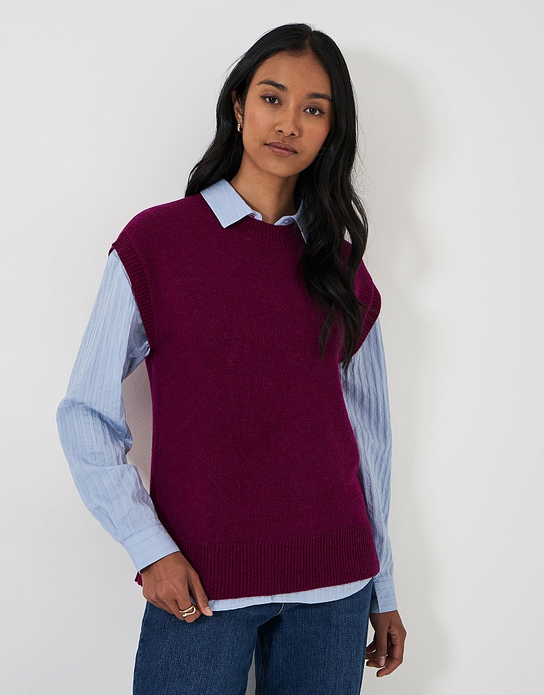 Harmony Merino Wool Crew Neck Layering Vest