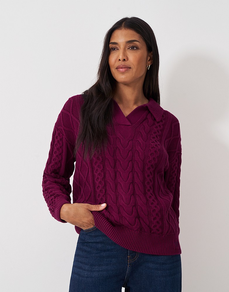 Multi Cable Collar Jumper in Red