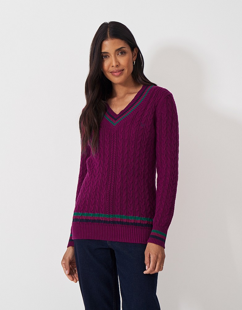 Cricket Cable Knit Jumper in Berry