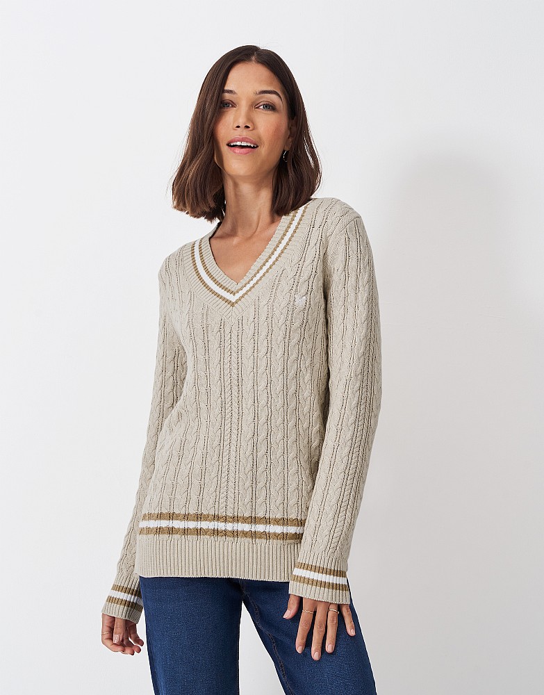 Cricket Cable Knit Jumper in Oat