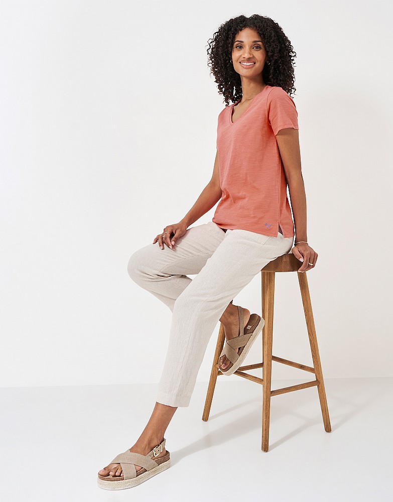 Perfect V Neck Slub T-Shirt