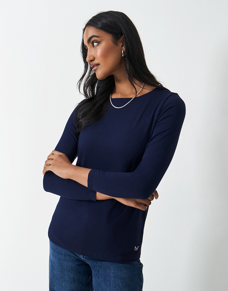 Jemma Super Soft Modal Blend Stretch Top in Navy - navy
